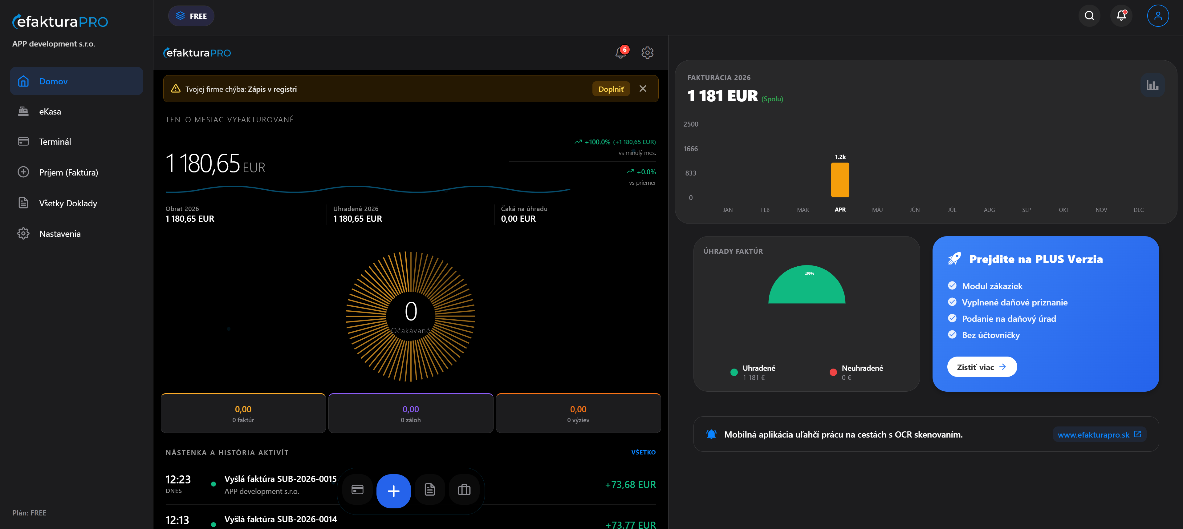 Ukážka aplikácie Free (Web screenshot)