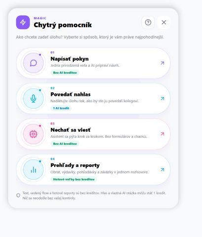Možnosti Chytrého pomocníka vrátane hlasového pokynu