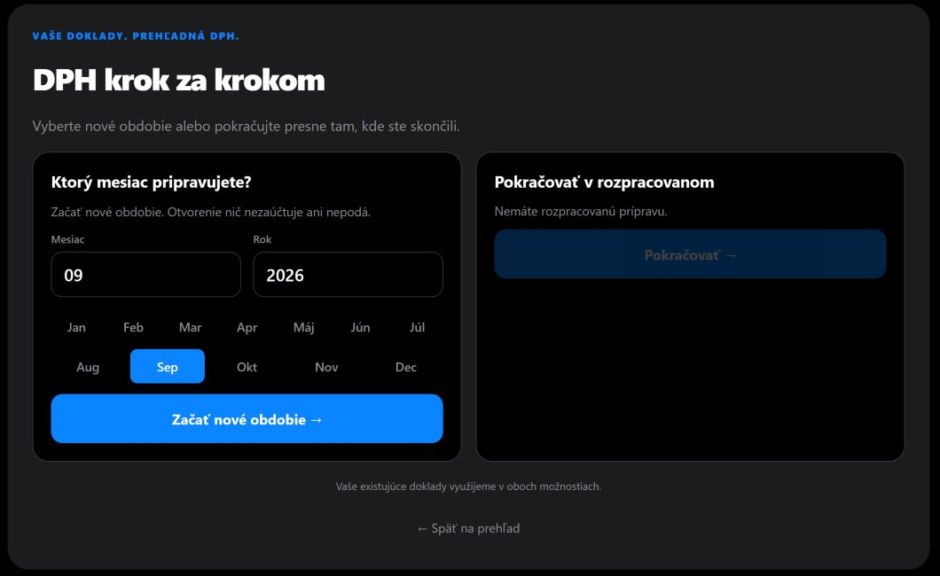 Výber obdobia DPH v aplikácii eFakturaPRO