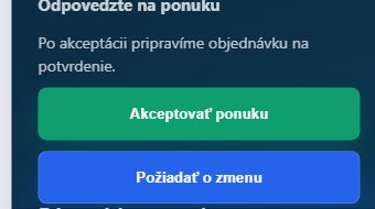 Verejný náhľad Smart ponuky s možnosťou prijať ponuku alebo požiadať o zmenu