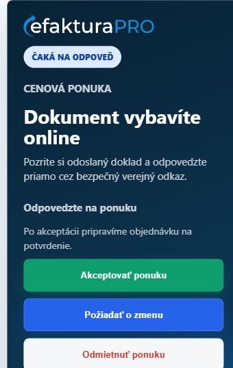 Verejný náhľad Smart ponuky s možnosťou prijať ponuku alebo požiadať o zmenu